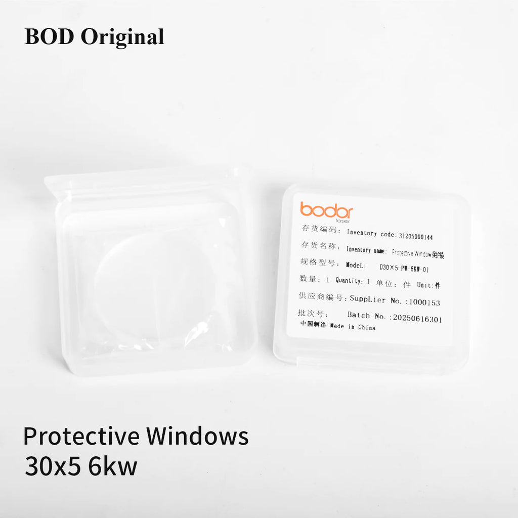 Lentes Originais Bodor: Lente de Proteção do Laser (24.9x1.5 / 30x5 / 37x7), Lente de Colimação e Foco 15KW (D30 C100/F200)