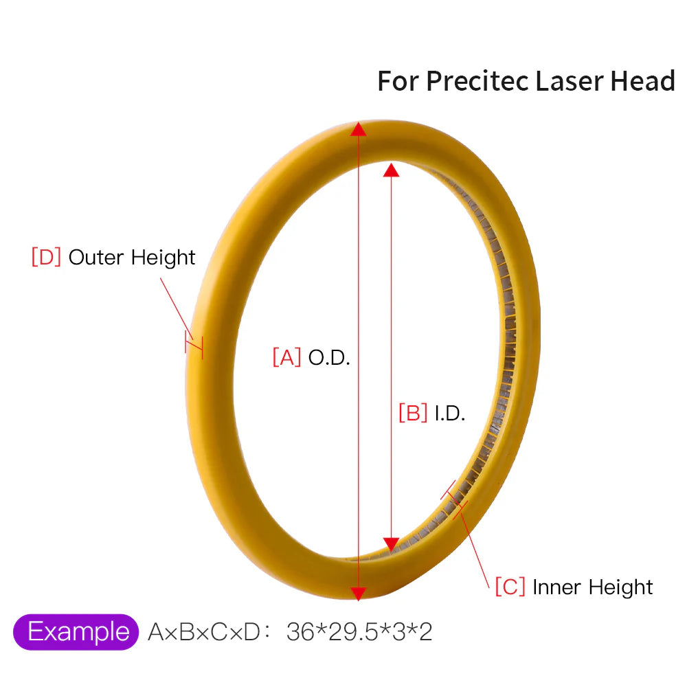 Anel de vedação O-Ring para lente de proteção da cabeça do laser de fibra Precitec ProCutter e LightCutter de 1064 mm, Amarelo:&nbsp;40,35*33,6*2,9 (1,0-37*7 ProCutter1.0)