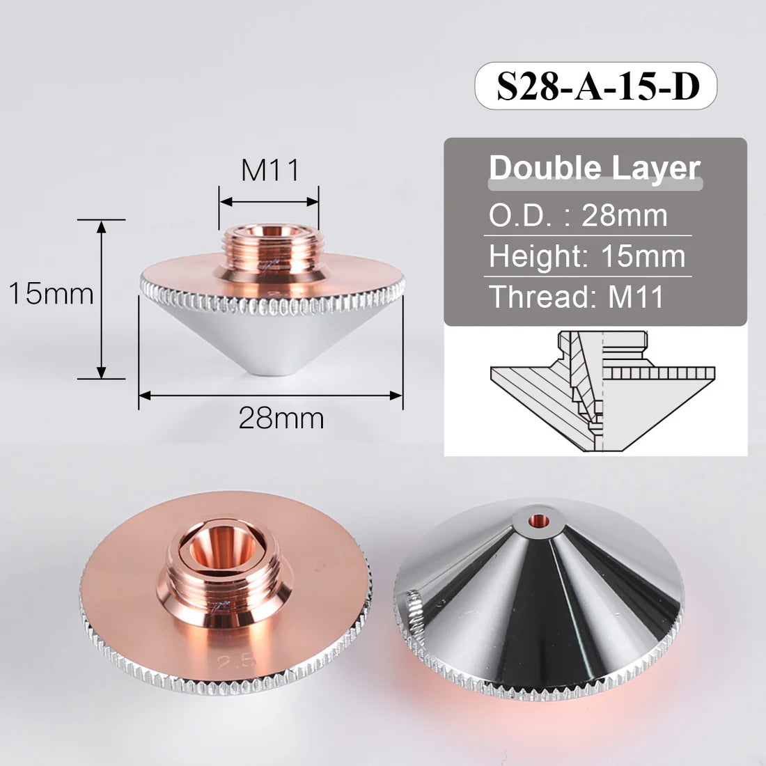 Bicos de corte a laser S28A para cabeçote de corte de fibra Raytools WSX