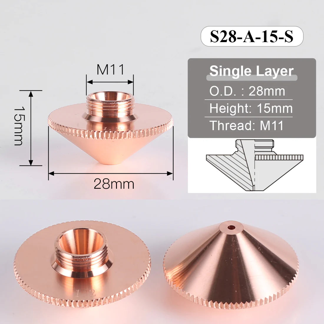 Bicos de corte a laser S28A para cabeçote de corte de fibra Raytools WSX