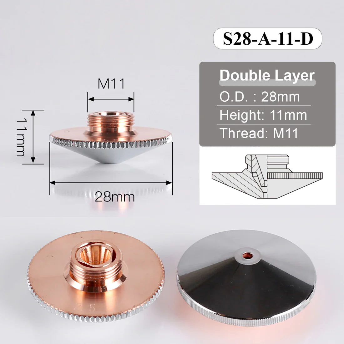 Bicos de corte a laser S28A para cabeçote de corte de fibra Raytools WSX