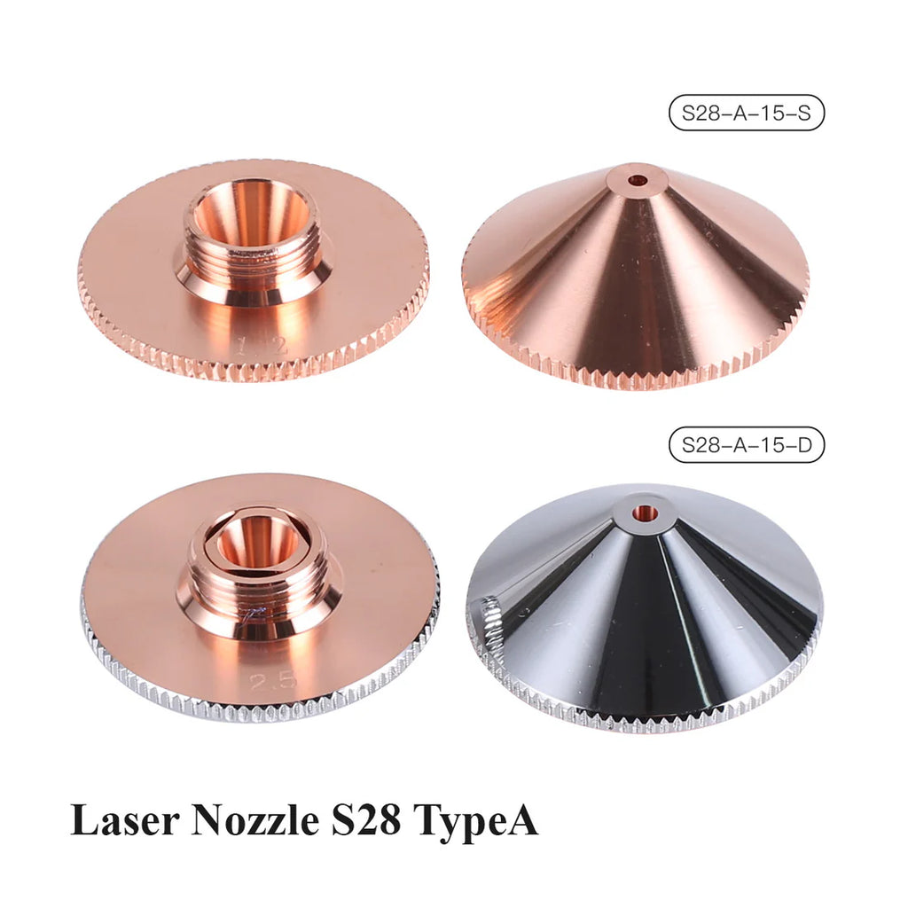 Bicos de corte a laser S28A Para a máquina de corte a laser de fibra Raytools Precitec WSX HANS S28-A-15-S: Camada única, Calibre: 2.0