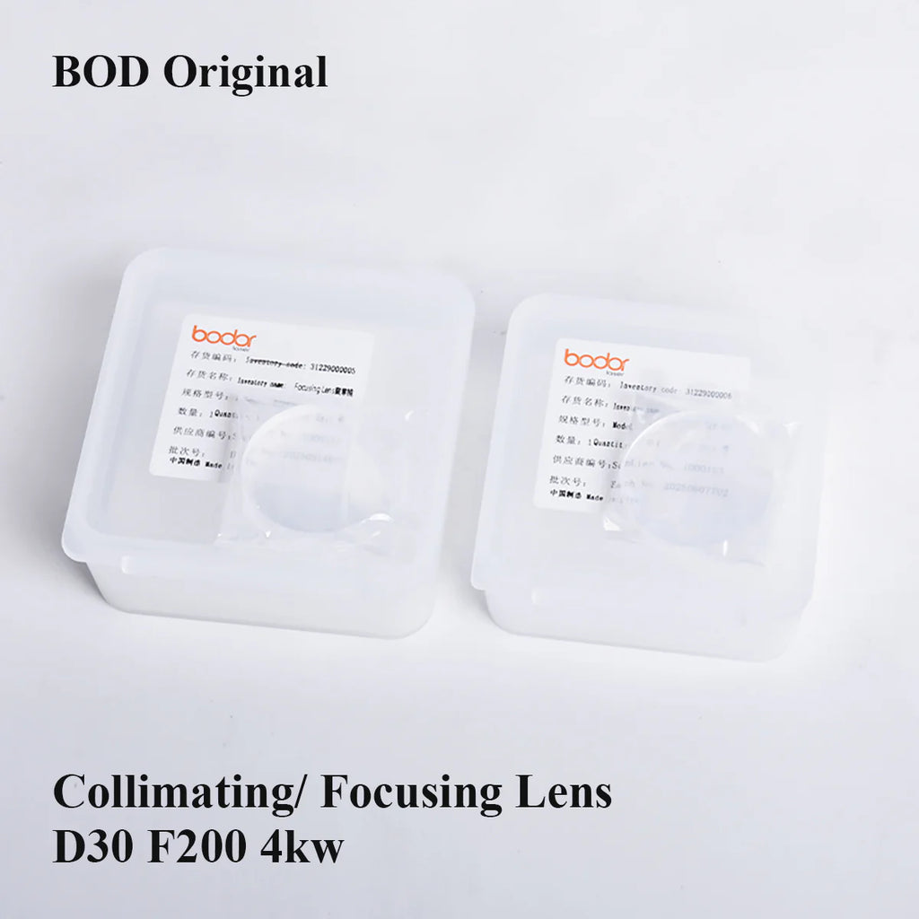 Lentes Originais Bodor: Lente de Proteção do Laser (24.9x1.5 / 30x5 / 37x7), Lente de Colimação e Foco 15KW (D30 C100/F200)